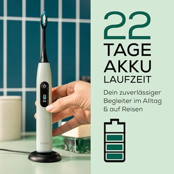 Beurer SC 50 Green Planet Peppermint, Schallzahnbürste mit 5 Reinigungsprogrammen, LCD-Display und 100% recyceltem Material – Bild 5