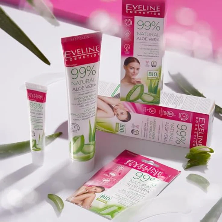 EVELINE Cosmetics 99% Natural Aloe Vera Enthaarungscreme für Arme, Beine und Bikinizone, 125ml - vegan, feuchtigkeitsspendend, sanft zur Haut – Bild 2