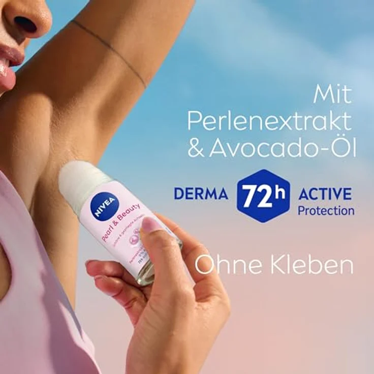 NIVEA Pearl & Beauty Deo Roll-On, Antitranspirant mit 72h Schutz vor Schweiß, Pflege mit Perlenextrakten und Avocadoöl, 50 ml – Bild 5