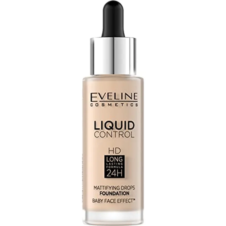 Eveline Cosmetics Liquid Control HD Matte Gesichtsgrundierung, 32 ml, Nr. 001 Porzellan