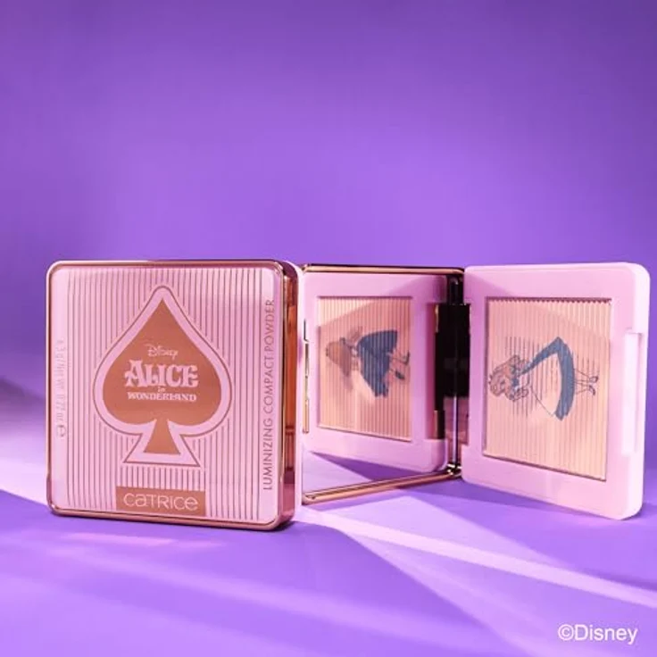 Catrice Disney Alice in Wonderland Aufhellendes Kompakt-Puder, Farbton C01 Slightly Confused, 6.3 g – vegan, samtiges Finish, mattierend – Bild 4