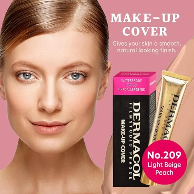 Dermacol Full Coverage Foundation 13g, Flüssige matte Foundation mit SPF 30, wasserfest für fettige Haut, Akne & Augenringe, Shade 209 – Bild 3
