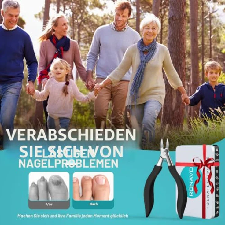 RONAVO Zehennagelschere, Orthopädische Fußnagelzange aus Edelstahl, für tief eingewachsene Nägel, inkl. Ledertasche – Bild 5