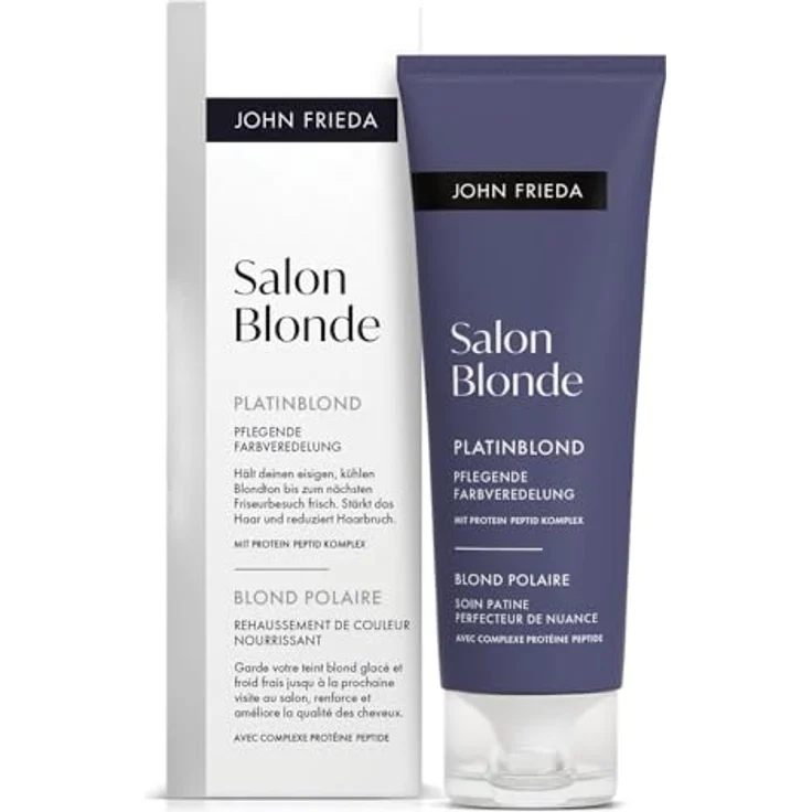 John Frieda Salon Blonde Platinblond, Farbveredelung ohne Ammoniak und Peroxid, hält kühlen Blondton frisch, 120 ml – Bild 1