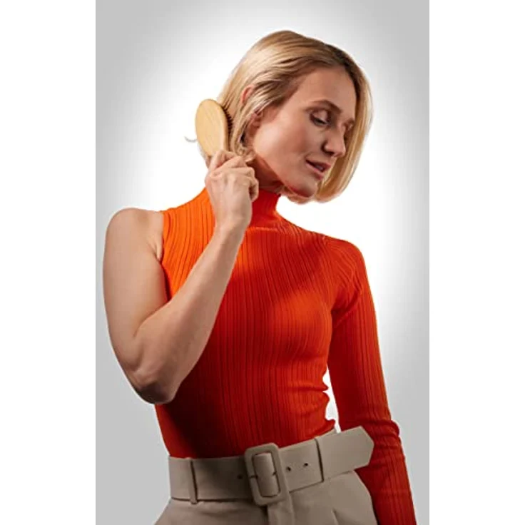 Margot Schmitt Pneumassage Bambus Haarbürste Oval, Naturfarben, 63 g – Bild 4