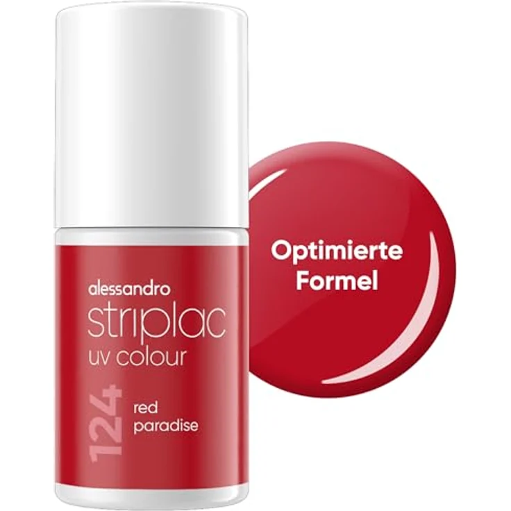 alessandro Striplac UV-Nagellack Red Paradise, kratzfest & deckend, hält bis zu 15 Tage, leicht aufzutragen, schonende Abziehtechnologie, vegan, rot, 6,5ml – Bild 1