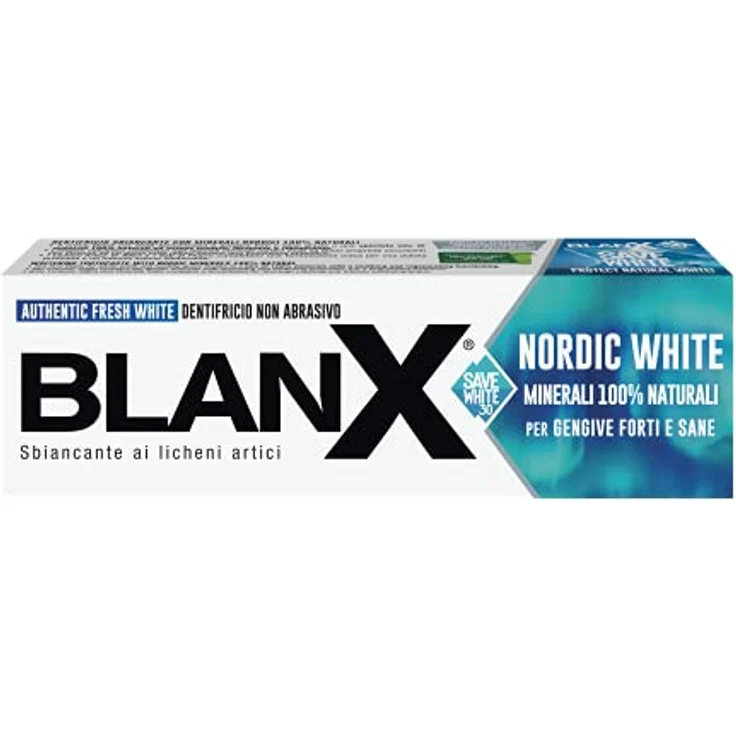 BlanX, Nordic White Zahnpasta Anti-Flecken, mit 100% natürlichen Minearls, beruhigend und regenerierend, sofortige Frische, Format 75 ml, 12 Packungen – Bild 3