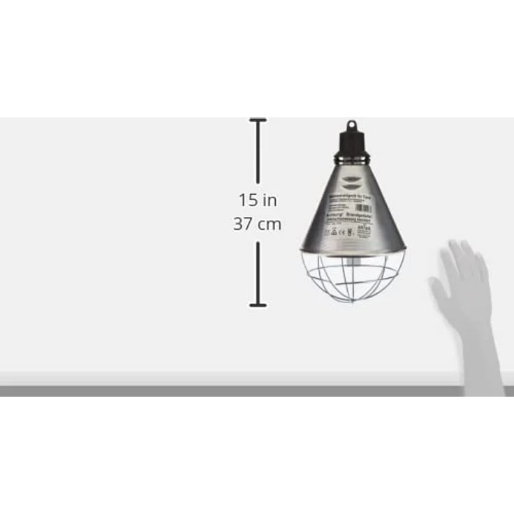 Kerbl Infrarot Wärmestrahler für Ferkel und Küken, 21 cm Alu-Schirm mit 6 Lüftungsschlitzen und 2,5 m Kabel, ohne Lampe – Bild 4