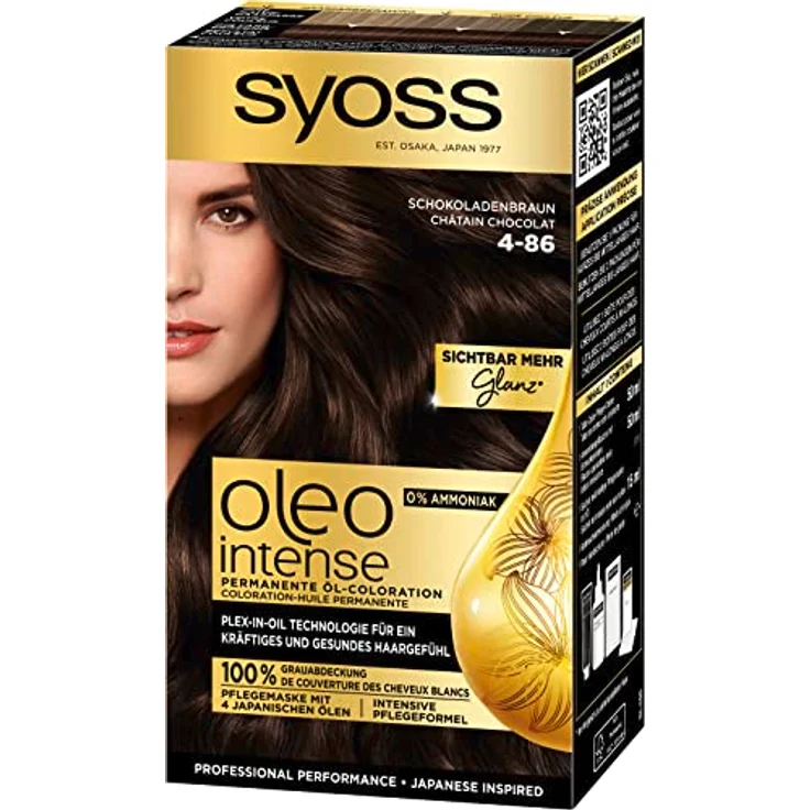 Syoss Oleo Intense Öl-Coloration 4-86 Schokoladenbraun Stufe 3 (3 x 115 ml), dauerhafte Haarfarbe mit pflegendem Öl, Coloration ohne Ammoniak – Bild 2