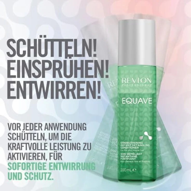 REVLON PROFESSIONAL EQUAVE Strengthening Instant Detangling Conditioner, 200 ml, entwirrender Leave in Sprühconditioner für feines & brüchiges Haar, 2-Phasen Haarpflege mit Hitzeschutz – Bild 4