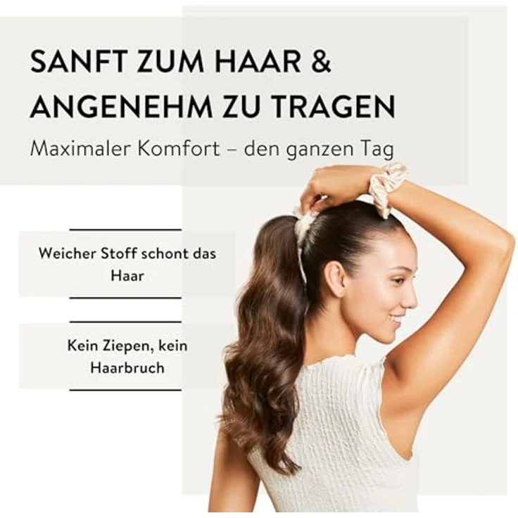 PARSA Beauty Scrunchie Set, nude, edles Haargummi-Set mit goldenem Signature Charm, haarschonend und vielseitig für jeden Anlass – Bild 5