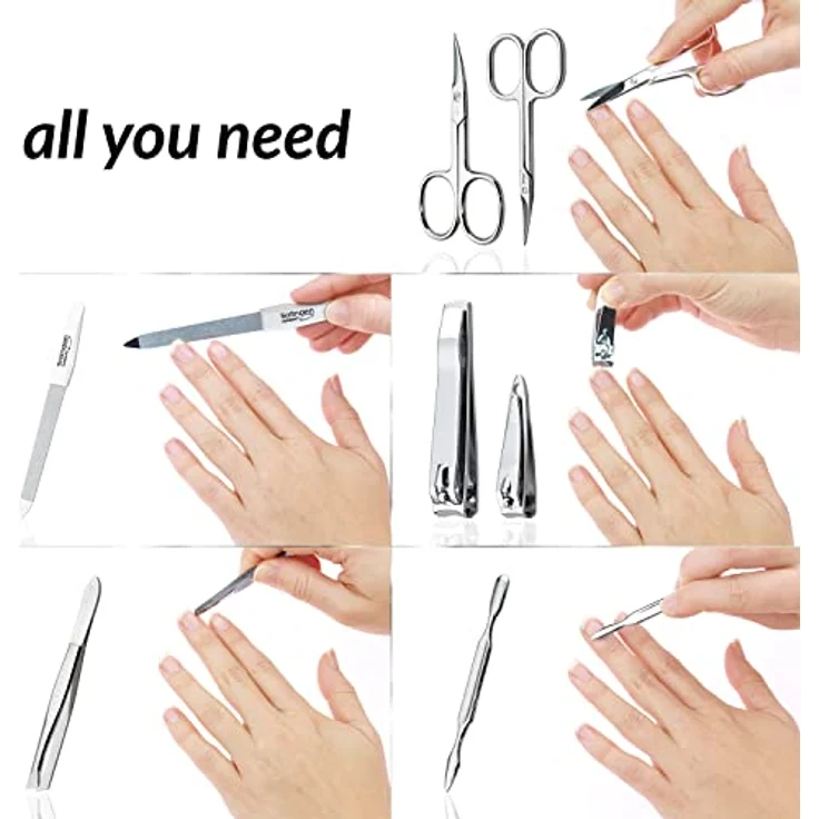 marQus Maniküre Set Solingen, 7-teiliges Nagelset mit Echt Leder Etui, glanzvernickeltem Stahl, für Damen und Herren – Bild 4