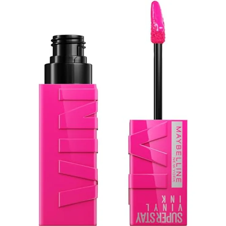 Maybelline New York flüssiger Lippenstift, Liquid Lipstick mit 16 Stunden Halt und glänzendem Finish, Super Stay Vinyl Ink, Nr. 150 Striking, 4,2 ml