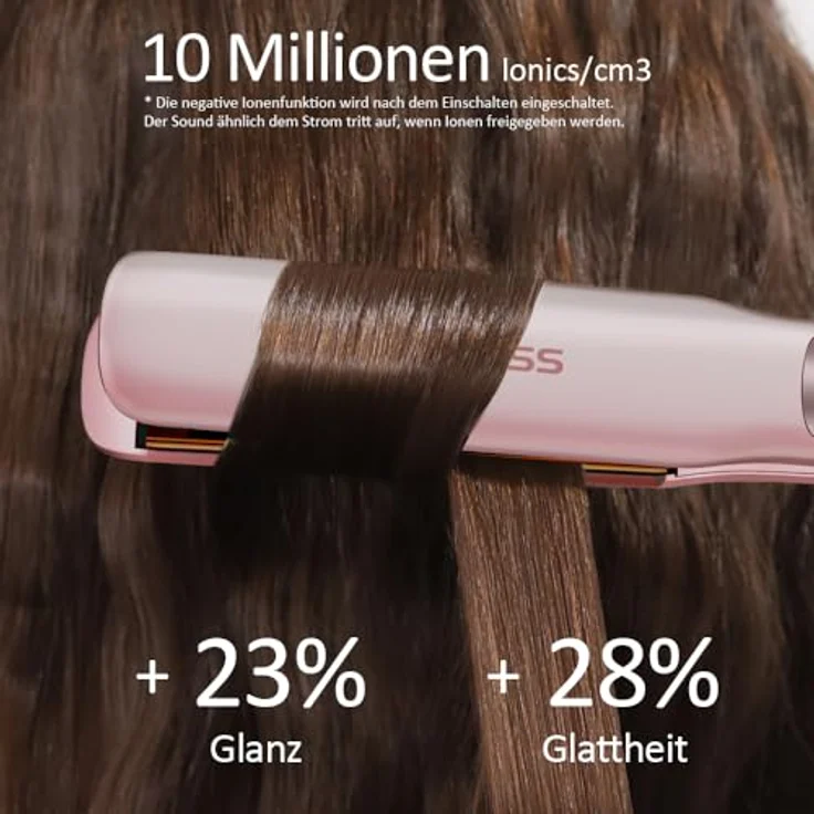 Faszin 2 in 1 Glätteisen, Titanplatten für Locken und Glätten, 20s Schnellaufheizung, 130°C-230°C, LCD-Display, 3D-Schwebepanel, rosa – Bild 4