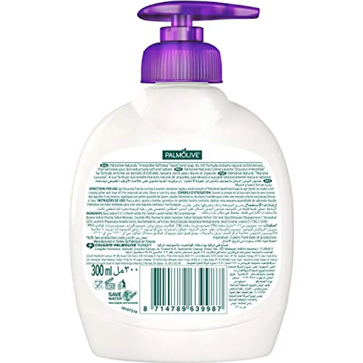 Palmolive Flüssig- Seife Wilde Orchidee, 3er Pack (3 x 300 ml) - 100% natürlichen Ursprungs, seifenfreie Formel, dermatologisch getestet – Bild 3