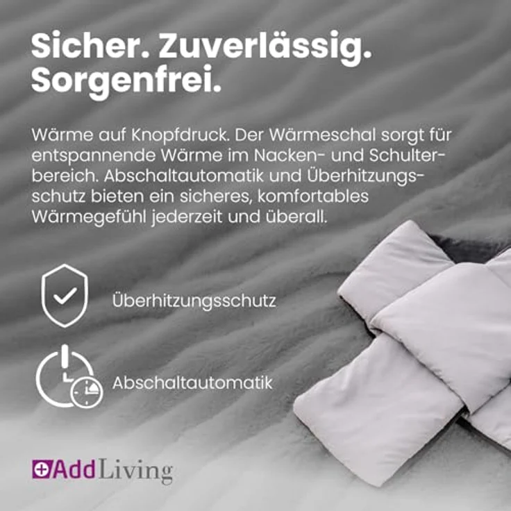 Addliving Kabelloser Wärmeschal, Beheizbarer Schal mit 5000 mAh Powerbank, Infrarot-Heizschal mit 3 Temperaturstufen, aufladbar über USB-C, 126 x 17 cm – Bild 5