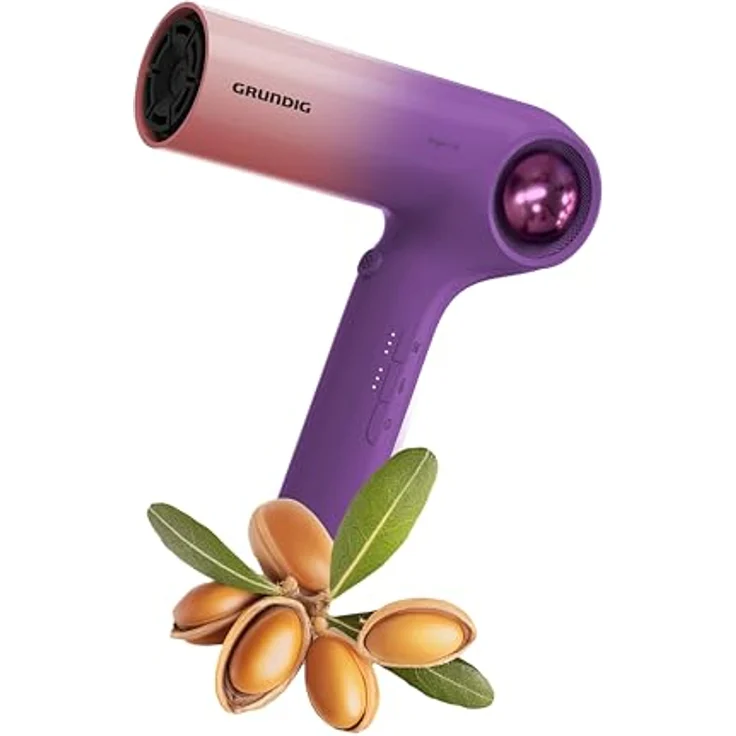 GRUNDIG HD 9480 Haartrockner 1600 W, Ionen-Föhn mit 3 Temperatur- und 3 Luftstromstufen, Kaltstufe, Keramikbeschichtung, BLDC-Motor, Rosa/Lila – Bild 2