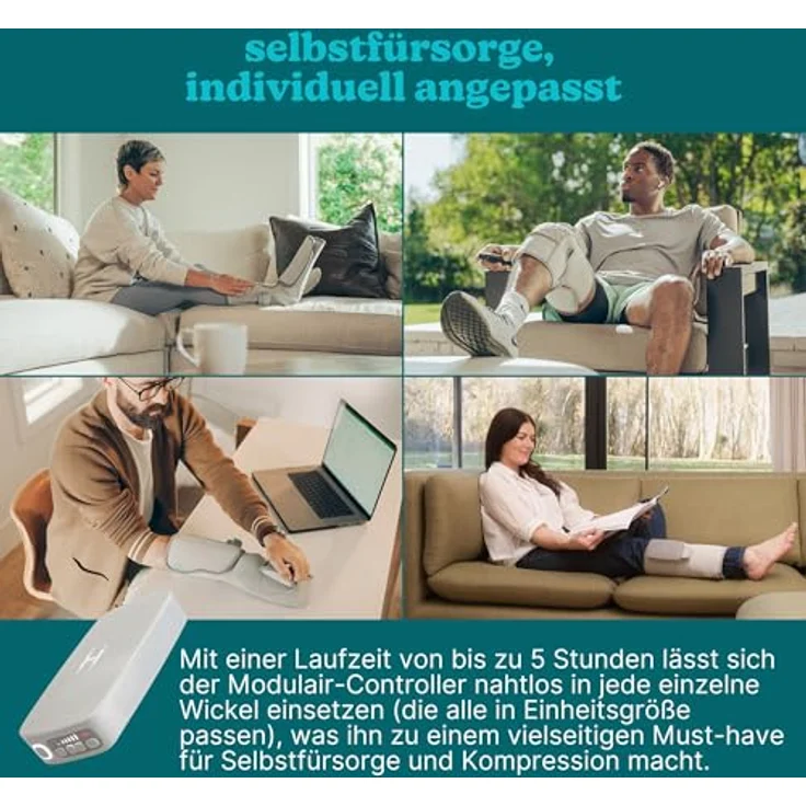 HoMedics Modulair Kompressions-Wadenstütze & Controller-Set, Wadenmassagegerät mit Wärme, 5 Intensitäten, 4 Kompressionsprogramme, für Wadenumfang bis 50 cm – Bild 5