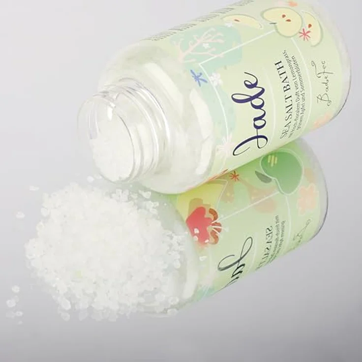 BadeFee Badesalz 500 g – Meersalz mit Mandelöl, vegan, mikroplastikfrei, Duft Jade: grüne Äpfel, Zitronengras und Sommerblüten, made in Germany – Bild 2