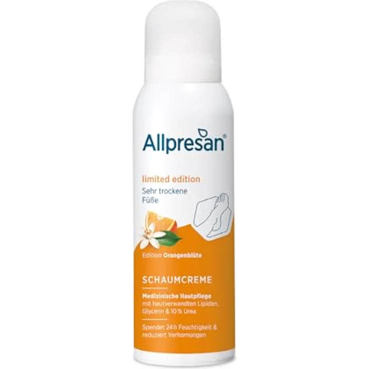 Allpresan Fuß Schaum-Creme mit Orangenblüte, Fußcreme für sehr trockene Haut - Limited Edition mit 10% Urea, 125 ml – Bild 1