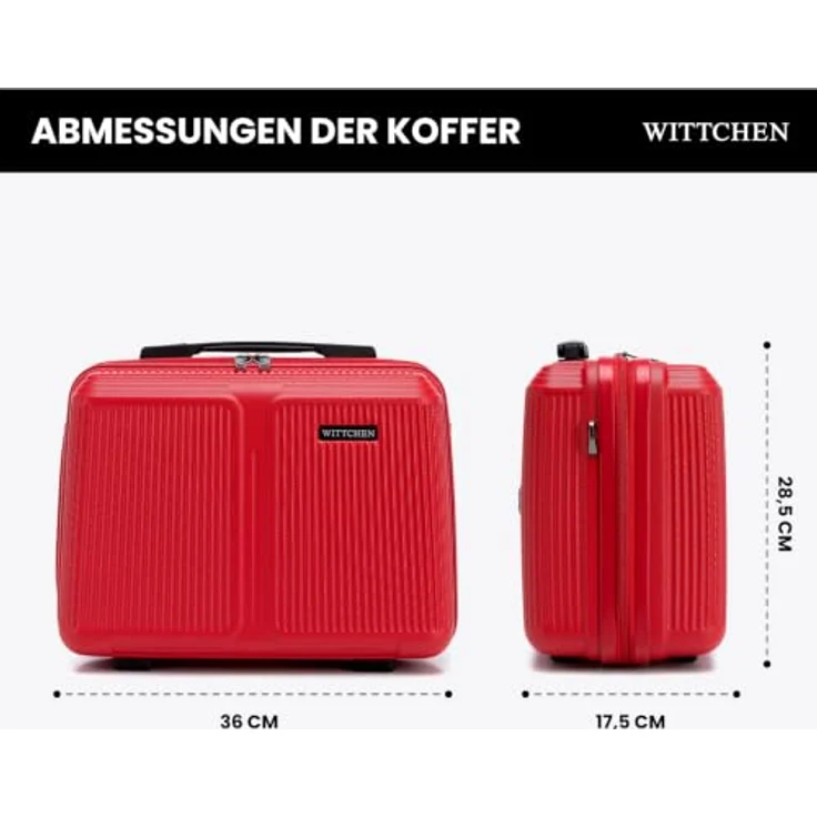 WITTCHEN Stripes Line Kosmetiktasche, Hartschalenkoffer aus ABS mit zwei Fächern, Schultergurt und bequemen Griff, Rot – Bild 2