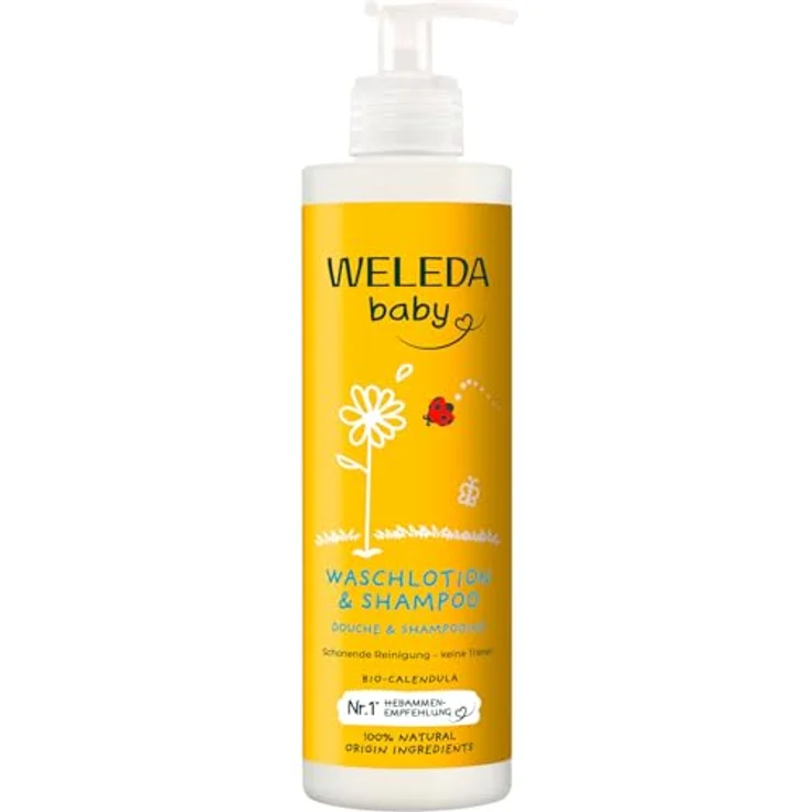 Weleda Baby Shampoo und Waschgel 2in1, sanfte Pflege mit Calendula für Kinder, 400 ml – Bild 1