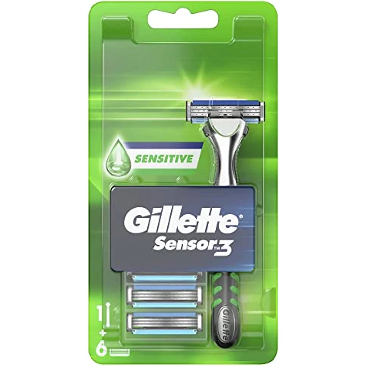 Gillette Sensor 3 Sensitive Rasierklingen, 6er Pack mit Griff – Bild 2
