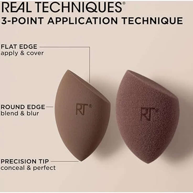 Real Techniques New Nudes 2.0 Bare Finish Sponge 4er-Pack, Make-up-Schwämme für natürlichen Teint, vegan und tierversuchsfrei – Bild 4