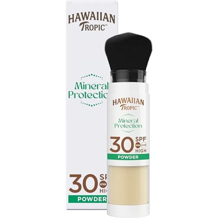 Hawaiian Tropic Mineral Protection Powder Brush, schützender Bräunungspuder SPF 30, wasserfest, 4.25 g, vegan