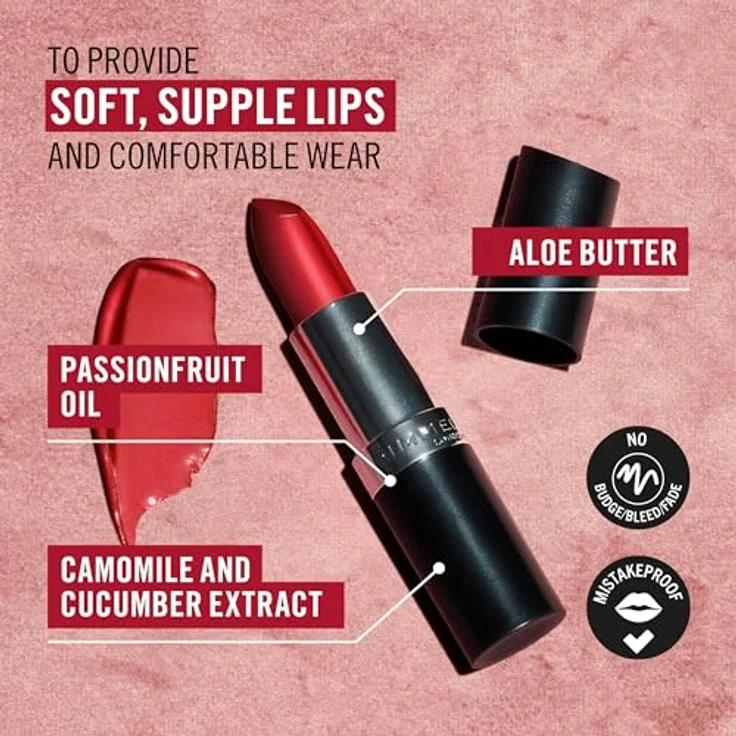 Rimmel London LASTING FINISH SHIMMERS Lippenstift, langanhaltend, #900 Pearl Shimmer, 18 g – Bild 4