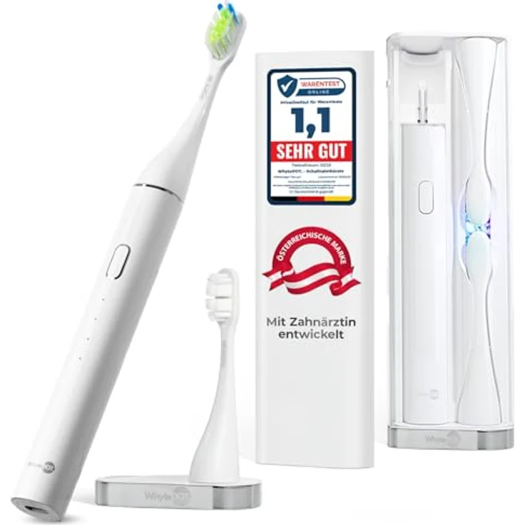 WhyteDOT® Premium Schallzahnbürste – sanft & effektiv, Aluminiumgehäuse, 72.000 Vibrationen/Min., UV-Reiseetui, bis zu 6 Wochen Akkulaufzeit – Bild 2
