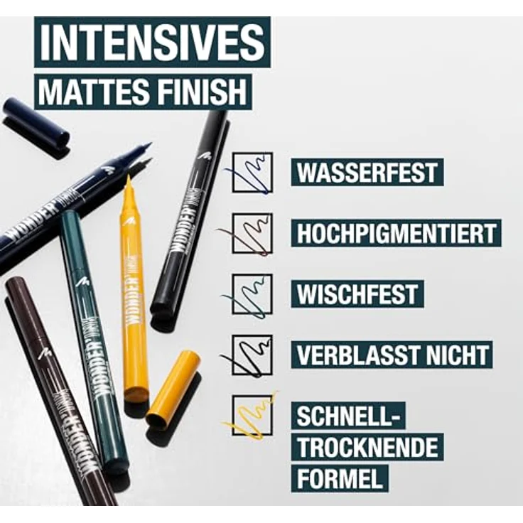 Manhattan Wonder'Ink Eyeliner 001, langlebiger Eyeliner für hohen Komfort, schwarz – Bild 4