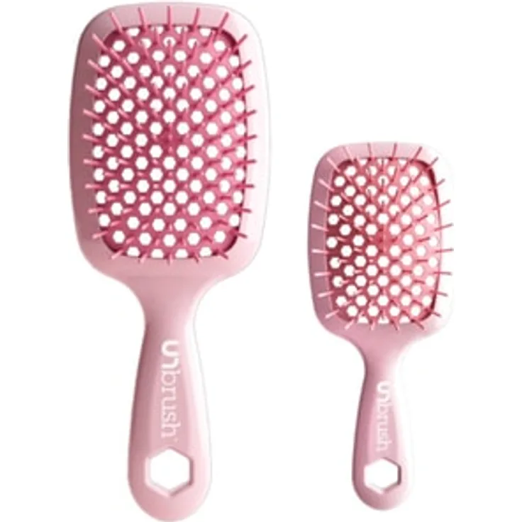 UNbrush Detangling Pastel Duo Set, Peony Light Pink No Tangle Bürste für sanftes Entwirren zuhause und unterwegs