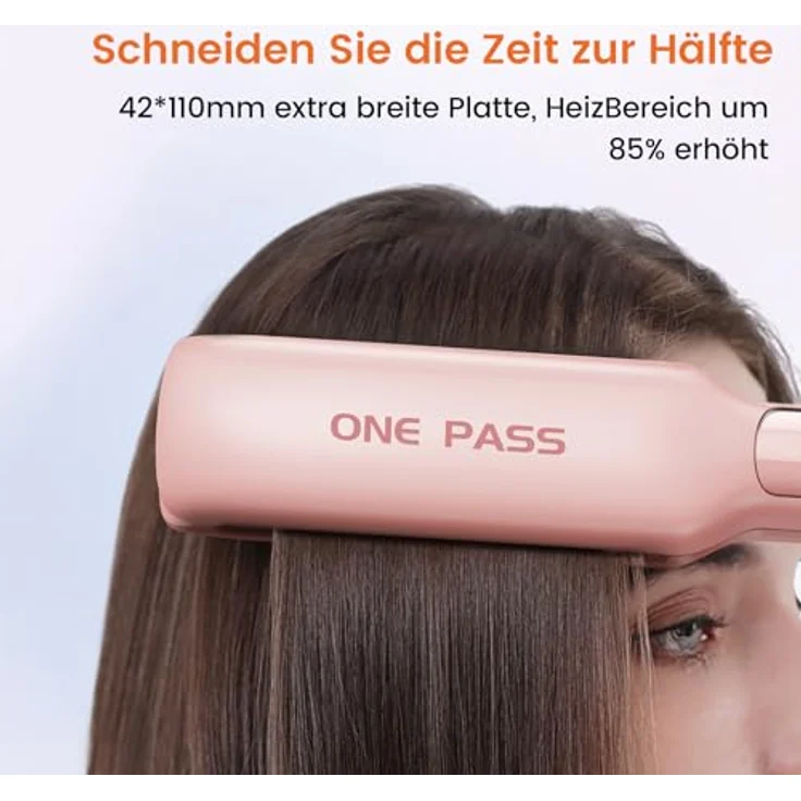 Faszin Professionelle Glätteisen, 42mm Titanplatten mit Negativer Ionenfunktion, 30s Aufheizzeit, 11 Temperaturstufen (130-230℃), Echtzeitanzeige - Rosa – Bild 4