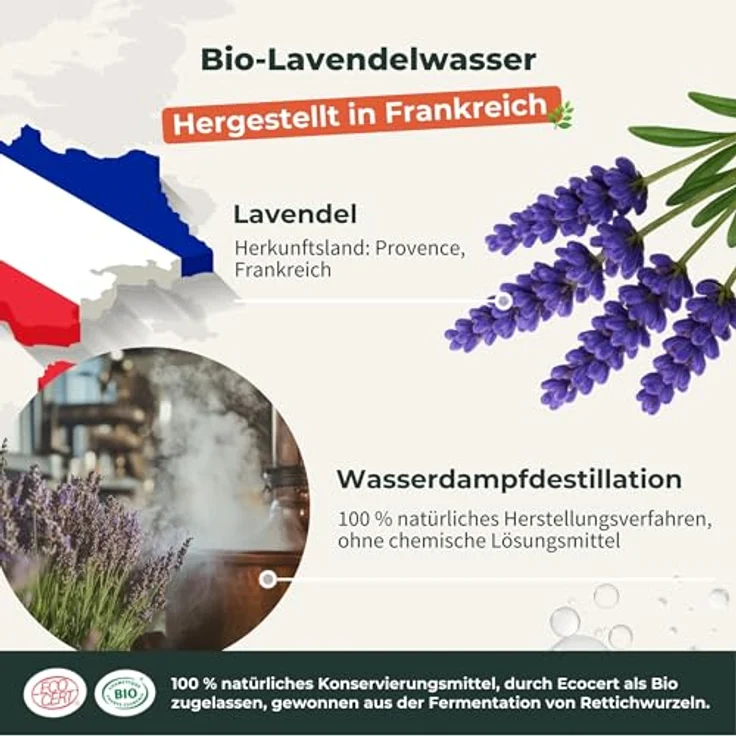 BIONOBLE Lavendelspray Bio für Kopfkissen, Haut, Gesicht und Körper, 100ml - Alkohol- und synthetikfrei, beruhigend und multifunktional, hergestellt in Frankreich – Bild 4