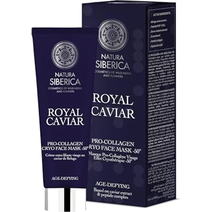 Natura Siberica Royal Caviar Pro-Collagen Cryo Face Mask -50°, 75 ml – Anti-Aging Maske mit Beluga-Kaviar, Peptiden, Hyaluronsäure & Kollagen, Lifting-Effekt für reife Haut – Bild 2