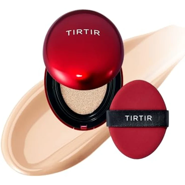 TIRTIR Mask Fit Red Cushion Mini, langanhaltendes Make-up im Schwämmchen, Farbton 21C Cool Ivory, 4.5 g, mit Langzeiteffekt, deckt Hautunreinheiten ab, spendet Feuchtigkeit – Bild 1