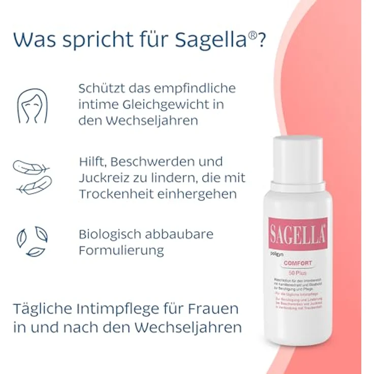 Sagella poligyn Intimwaschlotion für Frauen 50+, 500 ml Lotion, angepasste Pflege für Intimbereich während und nach den Wechseljahren – Bild 3
