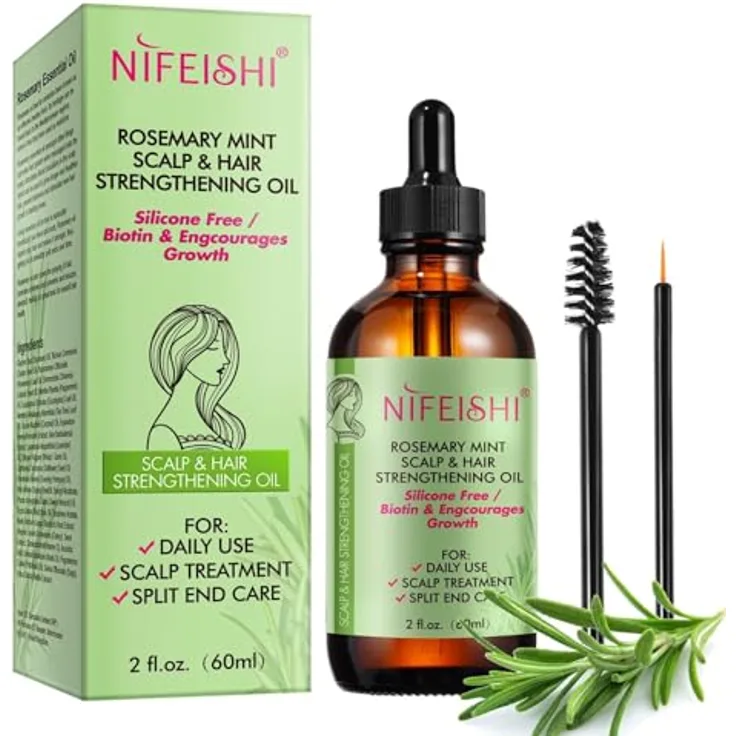 P-Beauty Rosmarinöl Ätherisches Öl 60ml - Bio Vegan Haarwachstum Booster | Anti Haarausfall & Hautpflege | Aromatherapie für Kopfhaut, Wimpern & Augenbrauen