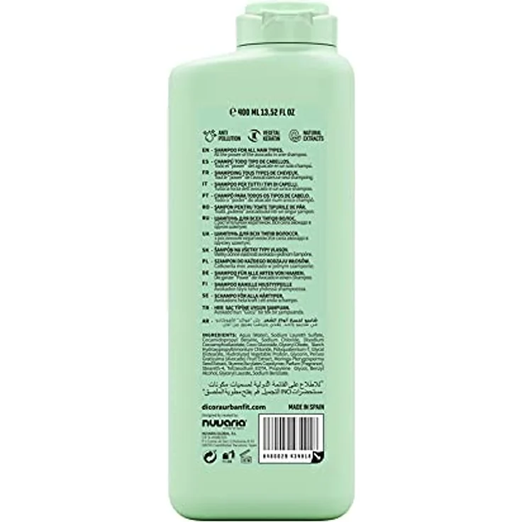 Dicora UrbanFit Smooth&Shine Shampoo, 365 ml, für alle Haartypen mit Avocadoöl und Moringa, Cruelty-Free, 0% Silikon und Keratin – Bild 2
