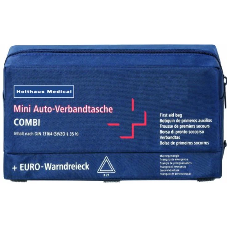 Holthaus Medical KFZ-Verbandtasche Mini-auto Combi, Nylon mit Reißverschluss, DIN 13164 Inhalt und integrierter Wandhalterung – Bild 2