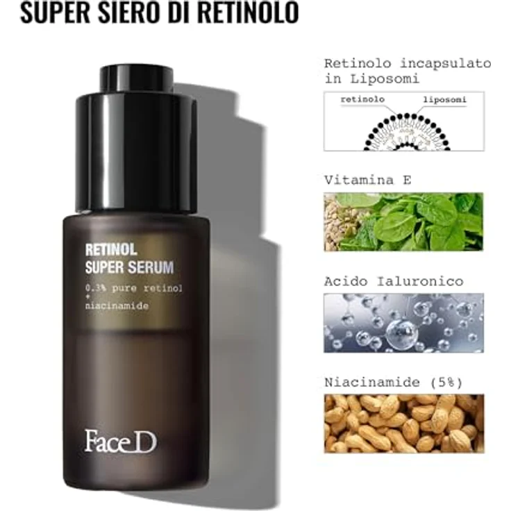 FaceD Super Retinol Serum, 30 ml - Mit Reiner Hyaluronsäure und Niacinamid, Anti-Aging Gesichtspflege – Bild 3
