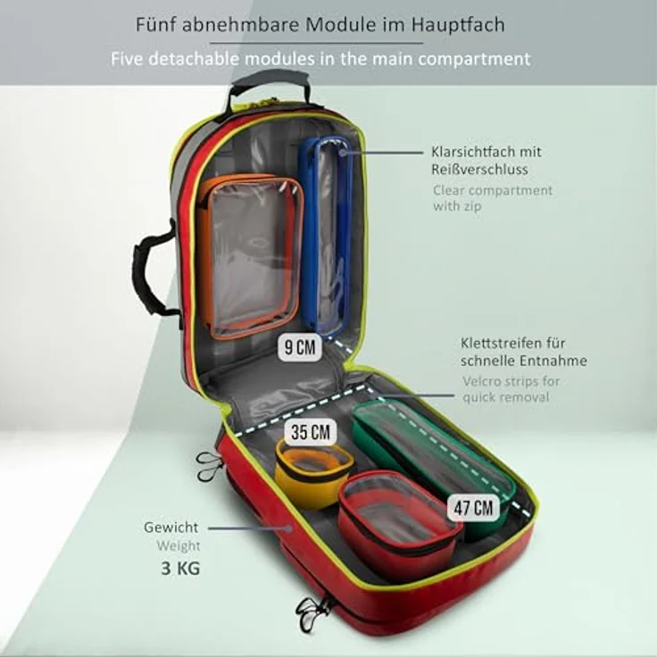 Pulox Erste HIlfe Rucksack, Notfallrucksack rot, aus Plane, ohne Füllung - Preisvergleich – Bild 4