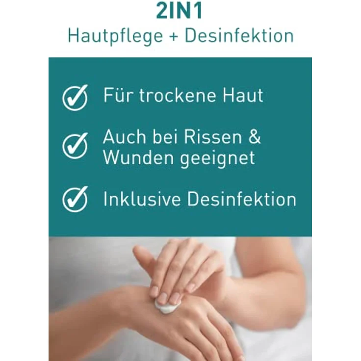 N1 Mikrosilber Handcreme für sehr trockene Hände 50 ml [inkl. Desinfektion] - Handcreme rissige Hände + Desinfektionsmittel für Hände in einem Produkt – Bild 2