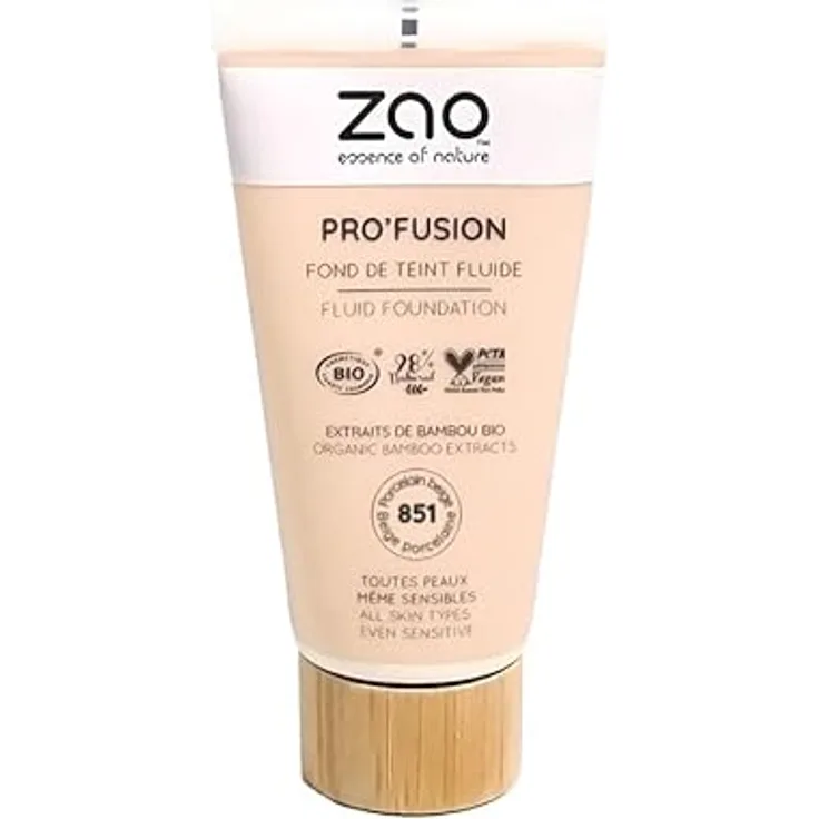 Zao Pro'fusion Fluid Foundation, 30 ml, mittlere Deckkraft, strahlendes Finish, vegan, für normale bis fettige Haut