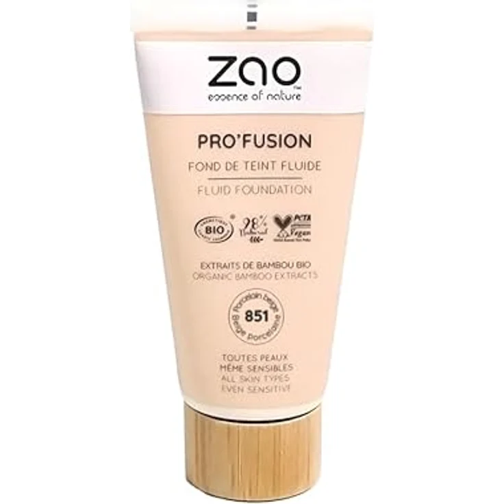 Zao Pro'fusion Fluid Foundation, 30 ml, mittlere Deckkraft, strahlendes Finish, vegan, für normale bis fettige Haut – Bild 1