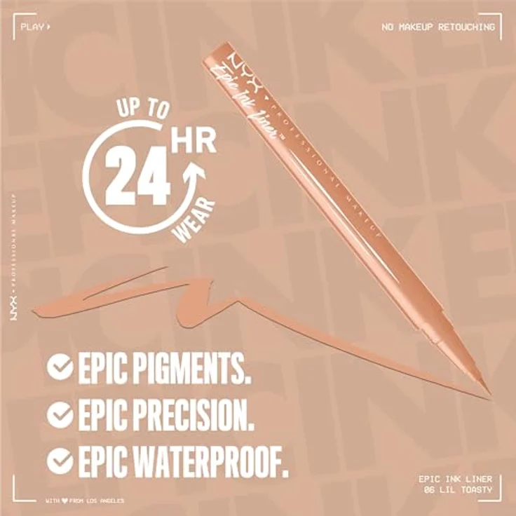 NYX Professional Makeup Epic Ink Liner, präziser wasserbeständiger Eyeliner in Lil Toasty, 1 ml – Bild 5