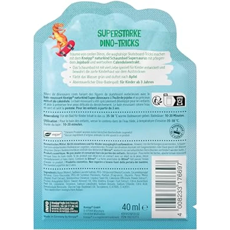 Kneipp Badesalz Naturkind Supersaurus, Badezusatz für Kinder, 40ml Packung – Bild 5