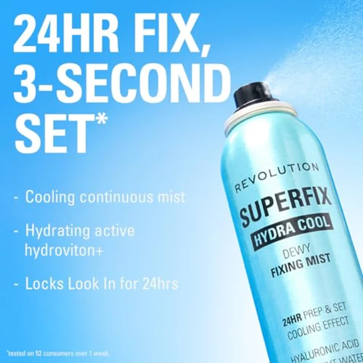 REVOLUTION Hydra Cool Superfix Prep + Set Fixing Spray, Fixierspray mit kühlender Formel zur Make-up Vorbereitung und Fixierung – Bild 2