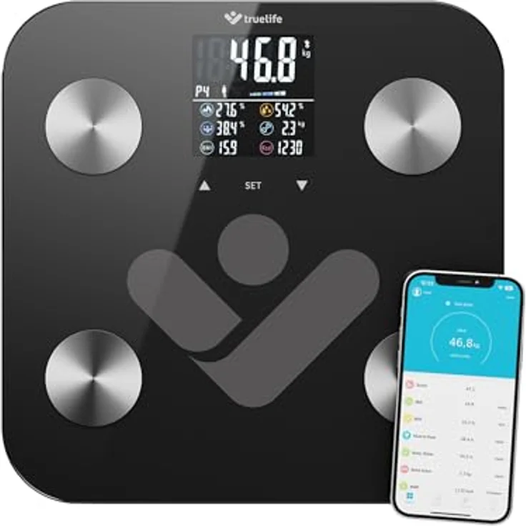 TrueLife FitScale W6 BT Black Körper-Analyse-Waage mit 19 messbaren Indizes – Bild 2